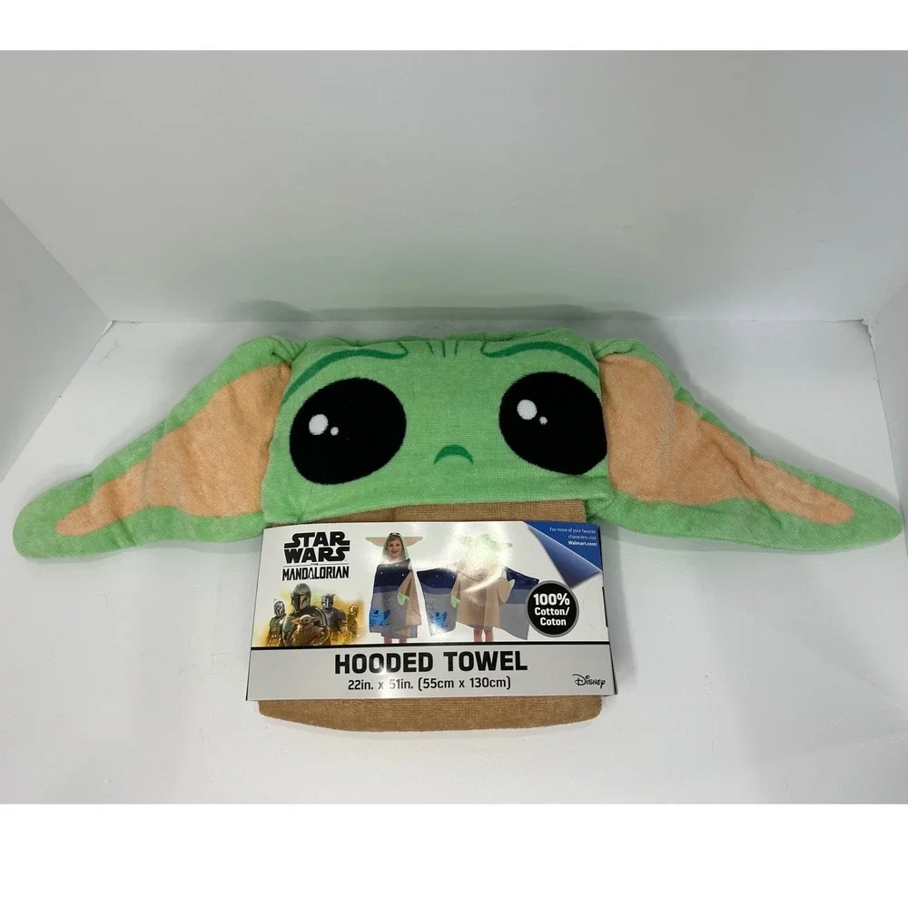 Disney Star Wars Mandalorian Grogu Baby Yoda Hooded Towel 22x51 100% Cotton NEW